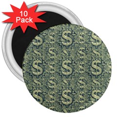 Money Symbol Ornament 3  Magnets (10 Pack) 