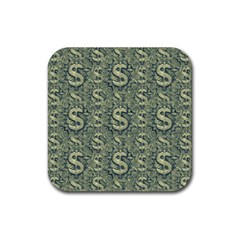 Money Symbol Ornament Rubber Coaster (square)  by dflcprintsclothing