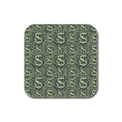 Money Symbol Ornament Rubber Square Coaster (4 Pack) 