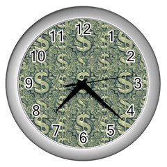 Money Symbol Ornament Wall Clocks (silver) 