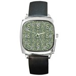 Money Symbol Ornament Square Metal Watch Front