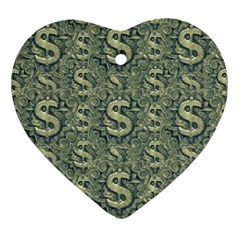 Money Symbol Ornament Heart Ornament (two Sides) by dflcprintsclothing