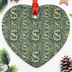 Money Symbol Ornament Heart Ornament (Two Sides) Front