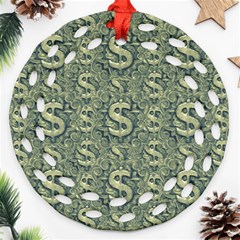 Money Symbol Ornament Round Filigree Ornament (two Sides)