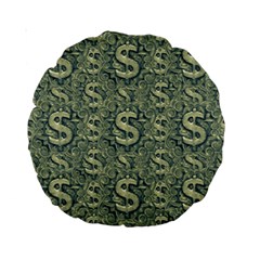 Money Symbol Ornament Standard 15  Premium Round Cushions