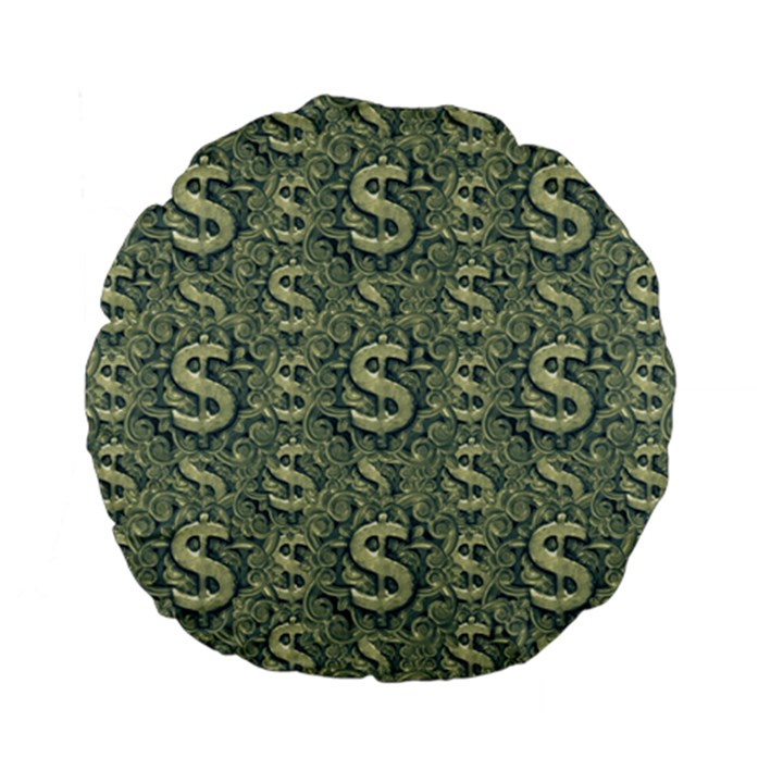 Money Symbol Ornament Standard 15  Premium Flano Round Cushions