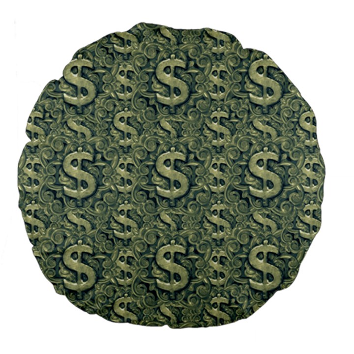 Money Symbol Ornament Large 18  Premium Flano Round Cushions