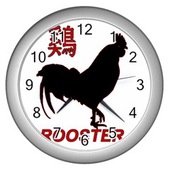 Year Of The Rooster - Chinese New Year Wall Clocks (silver)  by Valentinaart