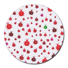 Beetle Animals Red Green Fly Round Mousepads by Amaryn4rt