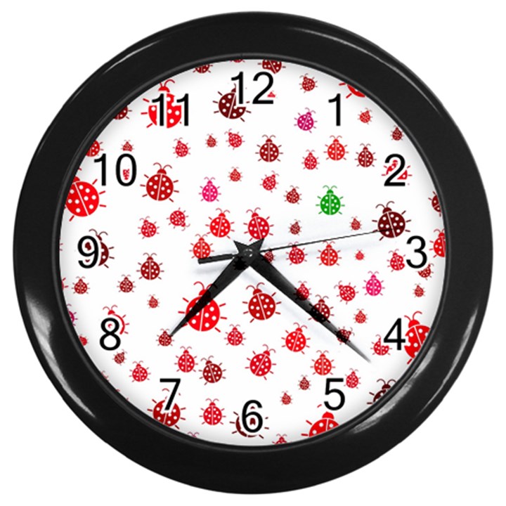 Beetle Animals Red Green Fly Wall Clocks (Black)