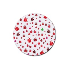 Beetle Animals Red Green Fly Rubber Coaster (round)  by Amaryn4rt