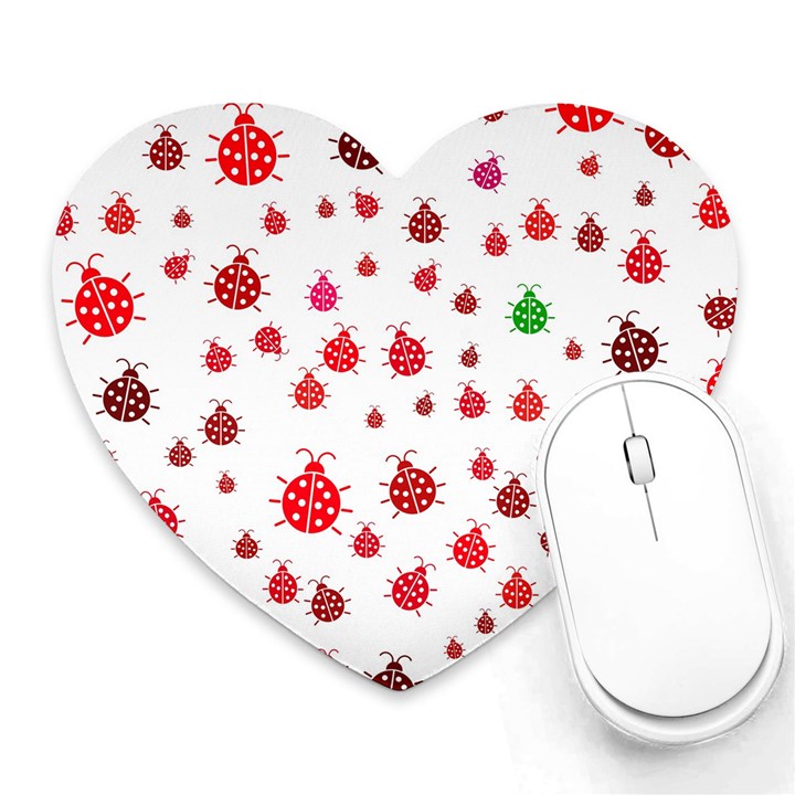 Beetle Animals Red Green Fly Heart Mousepads