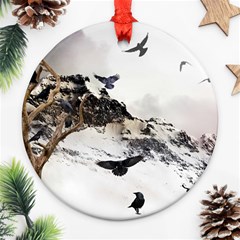 Birds Crows Black Ravens Wing Ornament (round) by Amaryn4rt