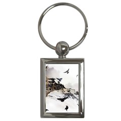 Birds Crows Black Ravens Wing Key Chains (rectangle)  by Amaryn4rt