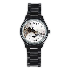 Birds Crows Black Ravens Wing Stainless Steel Round Watch by Amaryn4rt