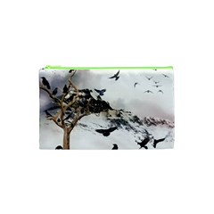 Birds Crows Black Ravens Wing Cosmetic Bag (xs) by Amaryn4rt