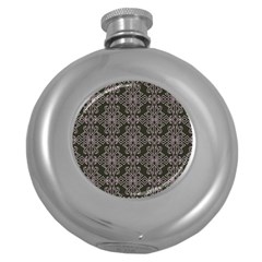 Line Geometry Pattern Geometric Round Hip Flask (5 Oz) by Amaryn4rt