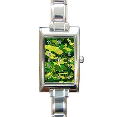 Marijuana Camouflage Cannabis Drug Rectangle Italian Charm Watch by Amaryn4rt