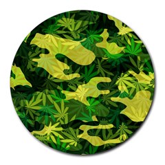 Marijuana Camouflage Cannabis Drug Round Mousepads by Amaryn4rt