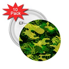 Marijuana Camouflage Cannabis Drug 2 25  Buttons (10 Pack)  by Amaryn4rt