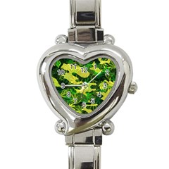 Marijuana Camouflage Cannabis Drug Heart Italian Charm Watch by Amaryn4rt