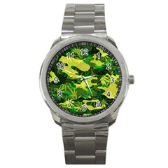 Marijuana Camouflage Cannabis Drug Sport Metal Watch by Amaryn4rt