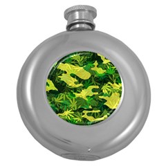 Marijuana Camouflage Cannabis Drug Round Hip Flask (5 Oz) by Amaryn4rt