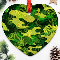 Marijuana Camouflage Cannabis Drug Heart Ornament (two Sides) by Amaryn4rt