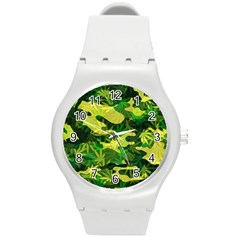 Marijuana Camouflage Cannabis Drug Round Plastic Sport Watch (m) by Amaryn4rt