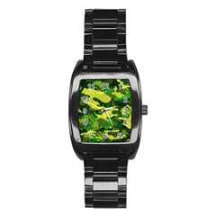 Marijuana Camouflage Cannabis Drug Stainless Steel Barrel Watch by Amaryn4rt