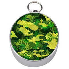 Marijuana Camouflage Cannabis Drug Silver Compasses by Amaryn4rt