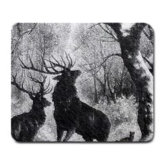 Stag Deer Forest Winter Christmas Large Mousepads by Amaryn4rt