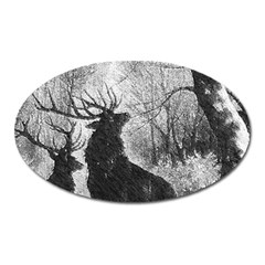 Stag Deer Forest Winter Christmas Oval Magnet by Amaryn4rt