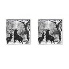 Stag Deer Forest Winter Christmas Cufflinks (square) by Amaryn4rt