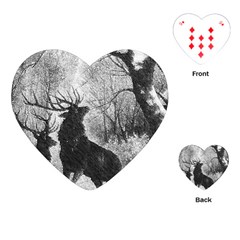 Stag Deer Forest Winter Christmas Playing Cards (heart)  by Amaryn4rt