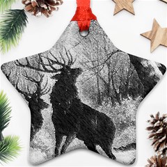 Stag Deer Forest Winter Christmas Star Ornament (two Sides) by Amaryn4rt