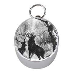 Stag Deer Forest Winter Christmas Mini Silver Compasses by Amaryn4rt