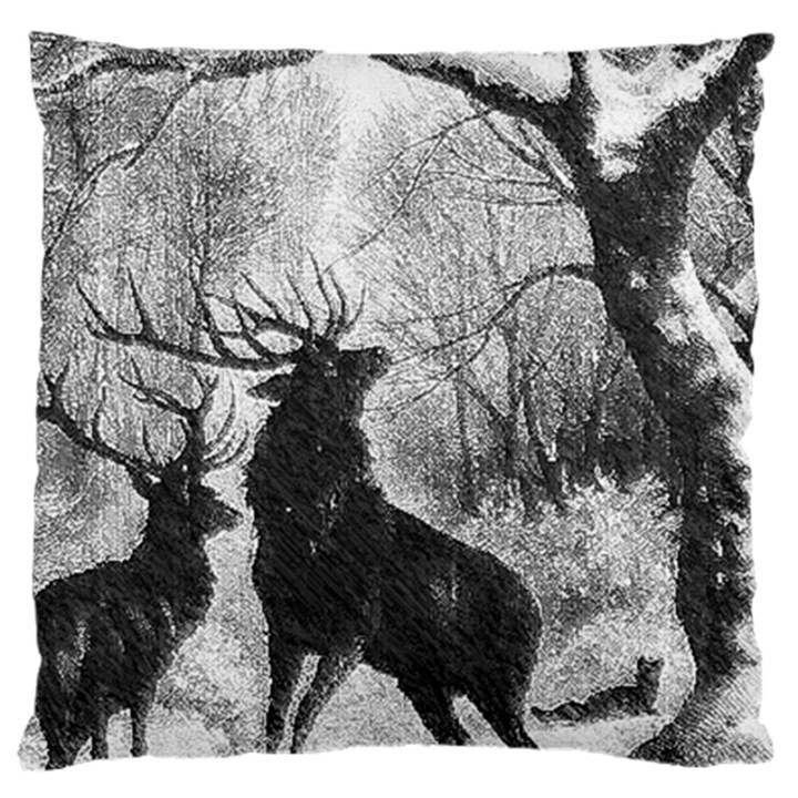 Stag Deer Forest Winter Christmas Standard Flano Cushion Case (One Side)