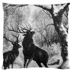 Stag Deer Forest Winter Christmas Large Flano Cushion Case (two Sides) by Amaryn4rt