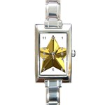 Stars Gold Color Transparency Rectangle Italian Charm Watch Front