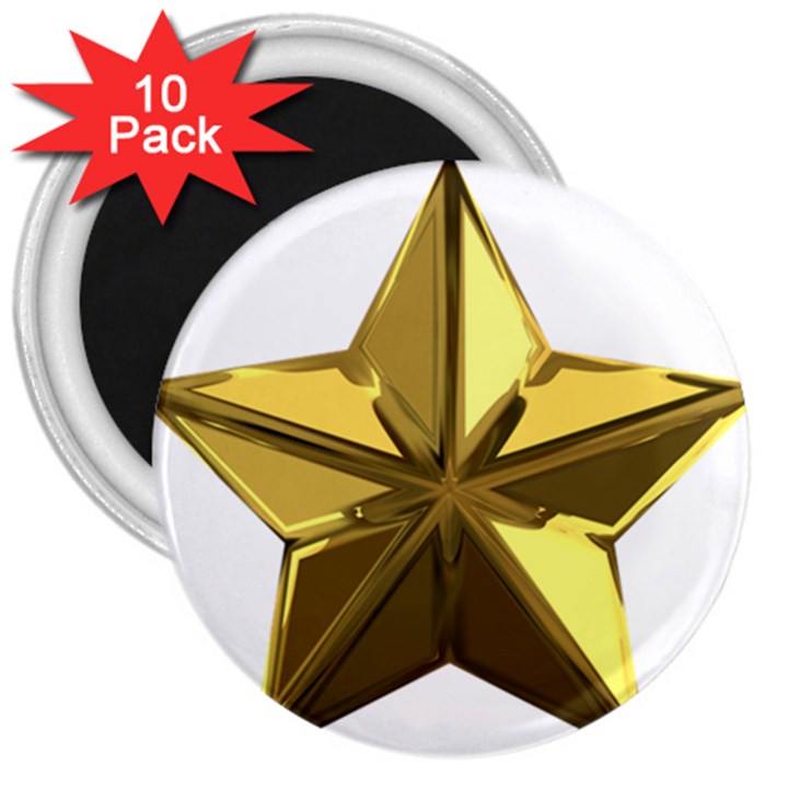 Stars Gold Color Transparency 3  Magnets (10 pack) 