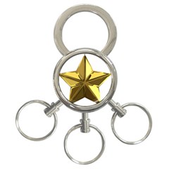 Stars Gold Color Transparency 3-ring Key Chains