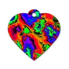 Hot Fractal Statement Dog Tag Heart (one Side) by Fractalworld