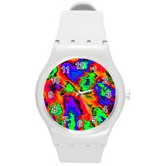 Hot Fractal Statement Round Plastic Sport Watch (M)