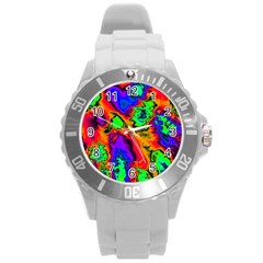 Hot Fractal Statement Round Plastic Sport Watch (L)