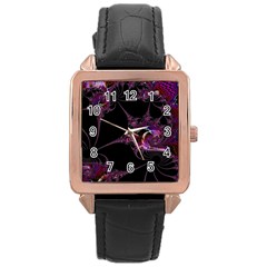 Fantasy Fractal 124 A Rose Gold Leather Watch  by Fractalworld