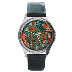 Painted Fractal Round Metal Watch by Fractalworld