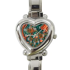 Painted Fractal Heart Italian Charm Watch by Fractalworld