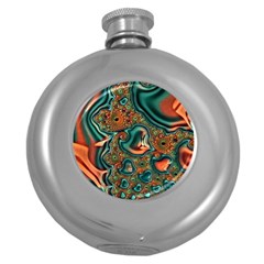 Painted Fractal Round Hip Flask (5 Oz) by Fractalworld