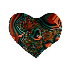 Painted Fractal Standard 16  Premium Flano Heart Shape Cushions by Fractalworld